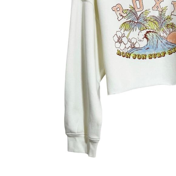 Roxy X Ron X Jon Lineup Oversized Cropped Crew Neck Raw Hem Sweatshirt Medium - Picture 6 of 10